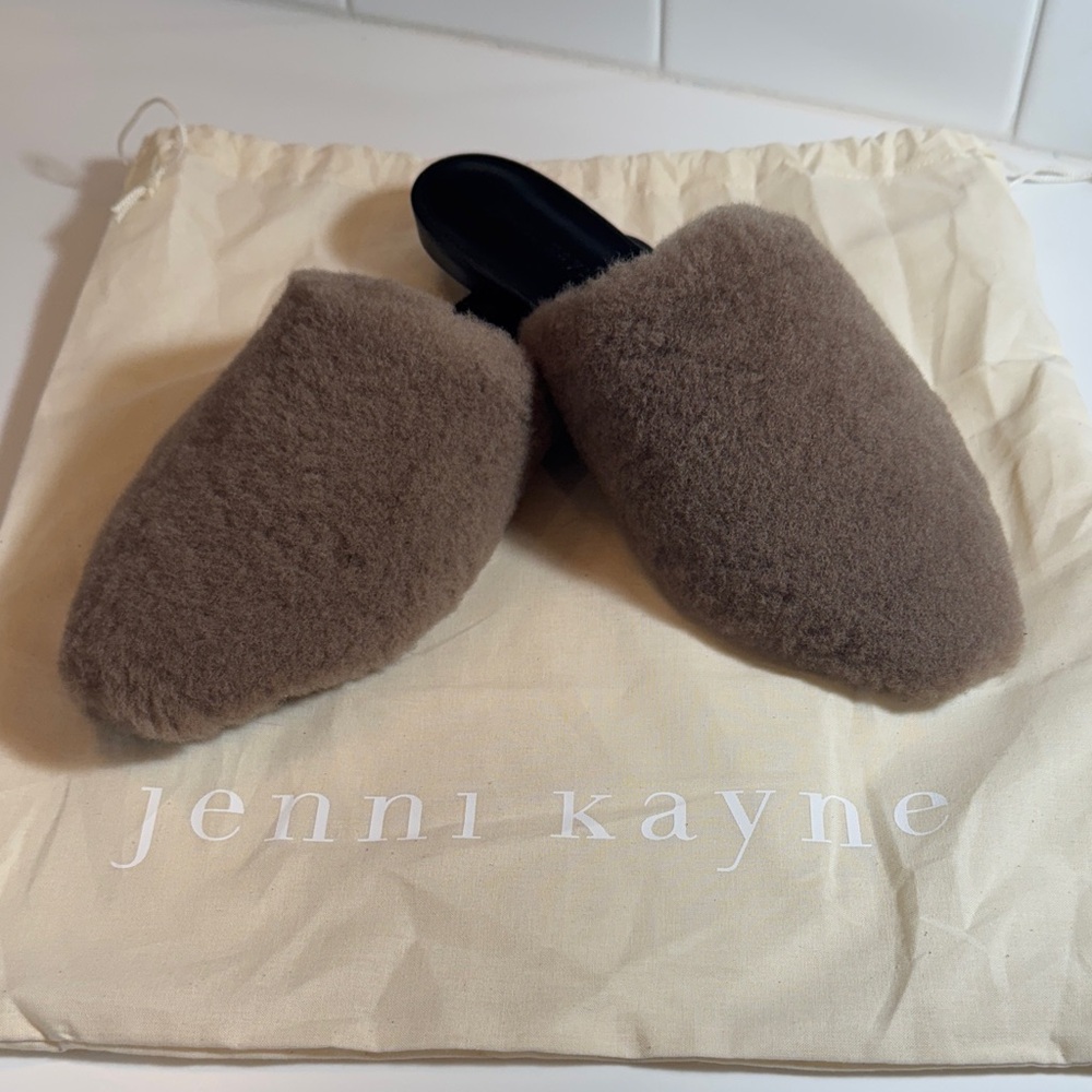 Jenni Kayne Tan Shearling Mules